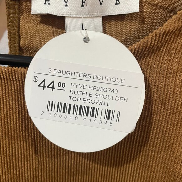 NWT HYFVE Boho Crop Top Long Bell Sleeves Ribbed Knit Brown Size Large - Picture 3 of 7